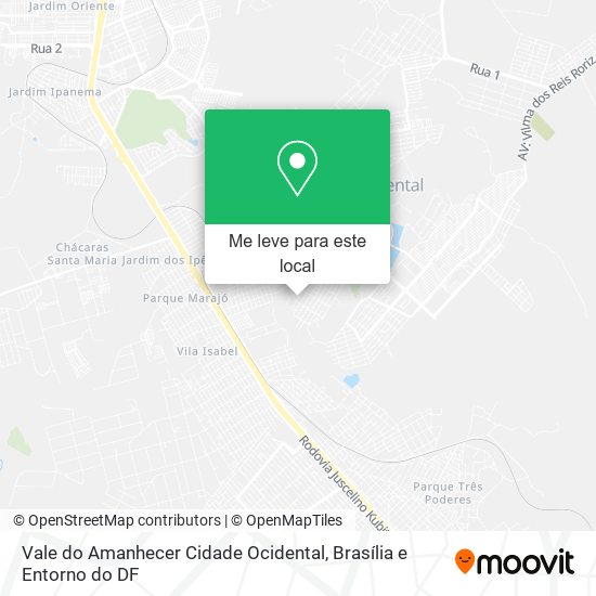Vale do Amanhecer Cidade Ocidental mapa