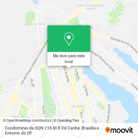 Condomínio da SQN 216 Bl B Ed Caribé mapa