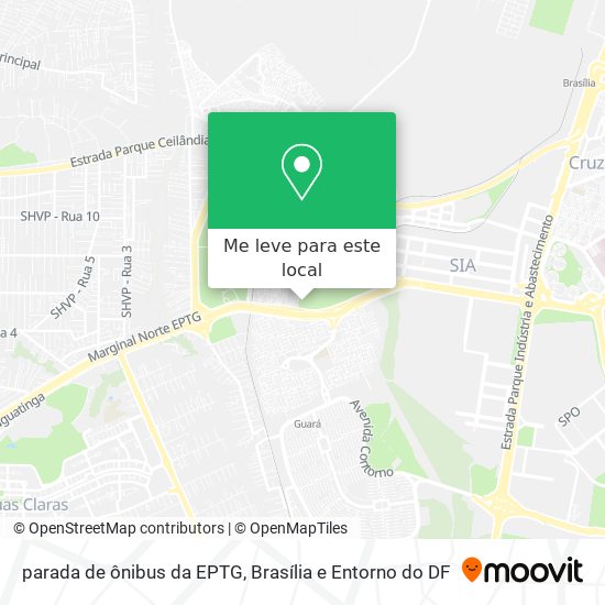 parada de ônibus da EPTG mapa