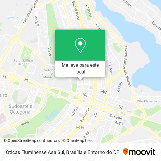 Óticas Fluminense Asa Sul mapa