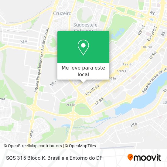 SQS 315 Bloco K mapa