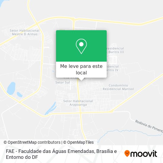 FAE - Faculdade das Águas Emendadas mapa