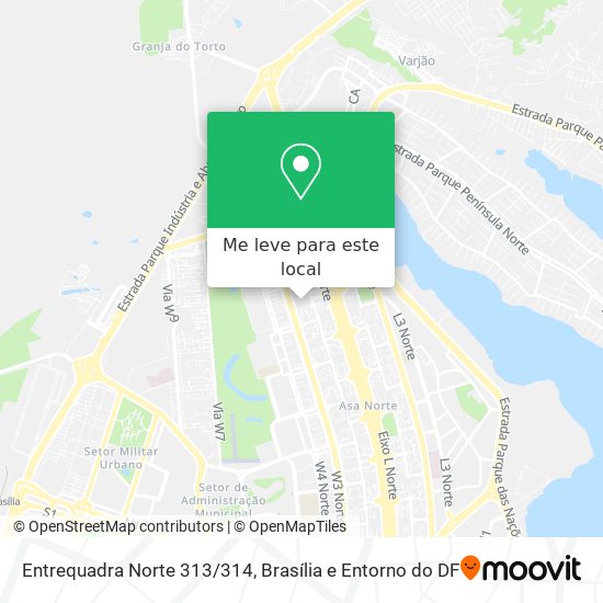Entrequadra Norte 313/314 mapa