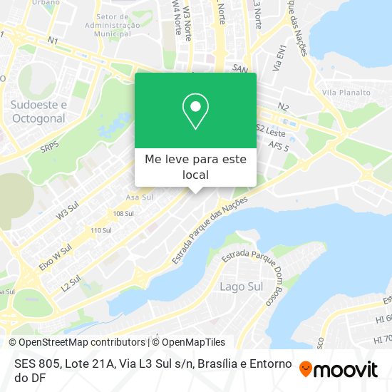 SES 805, Lote 21A, Via L3 Sul s / n mapa