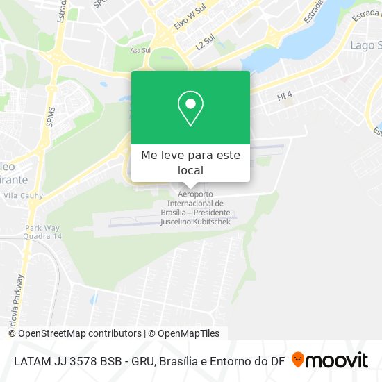 LATAM JJ 3578 BSB - GRU mapa