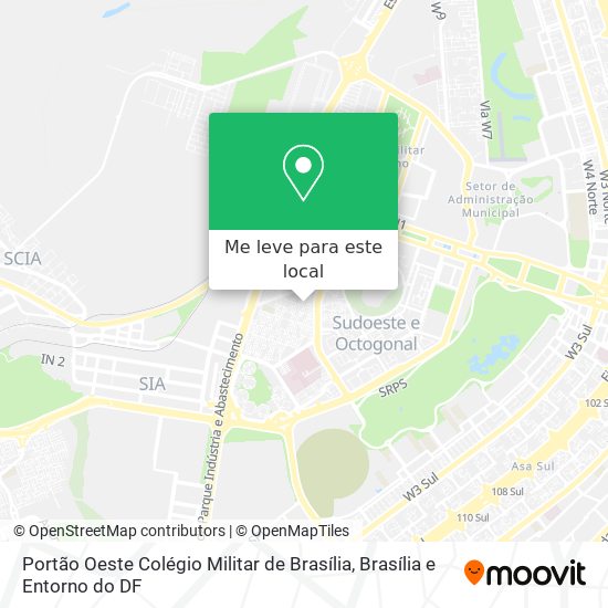 Portão Oeste Colégio Militar de Brasília mapa