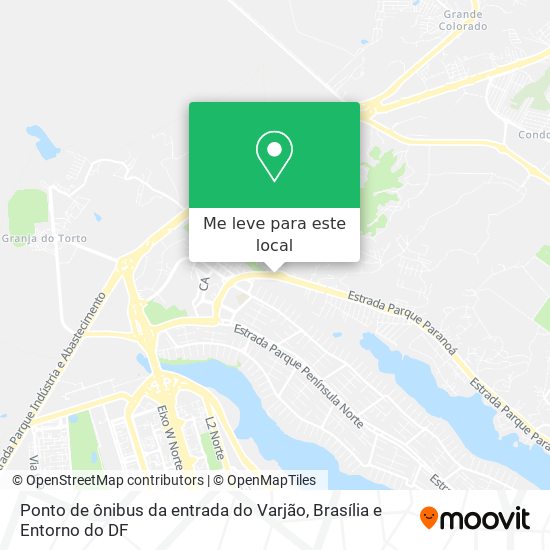 Ponto de ônibus da entrada do Varjão mapa