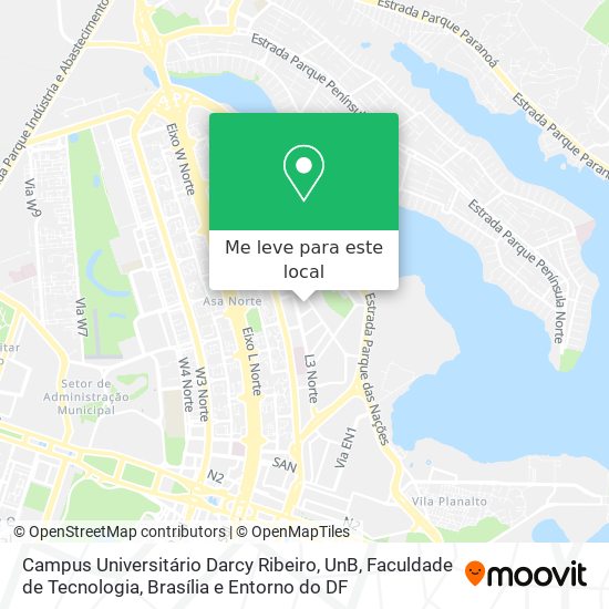 Campus Universitário Darcy Ribeiro, UnB, Faculdade de Tecnologia mapa
