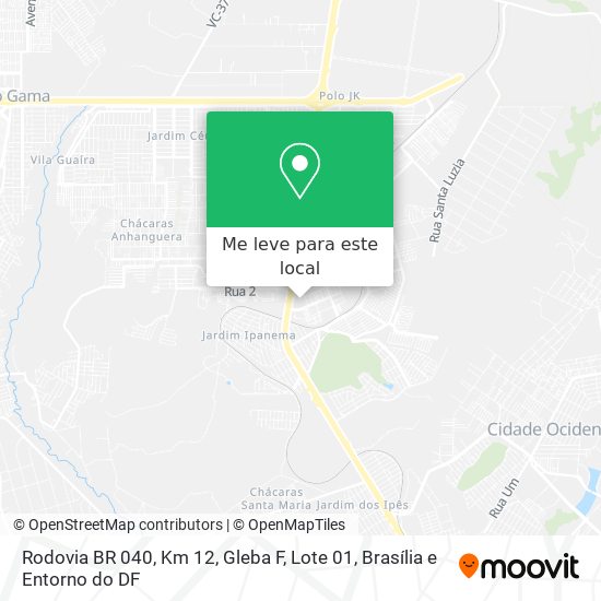 Rodovia BR 040, Km 12, Gleba F, Lote 01 mapa