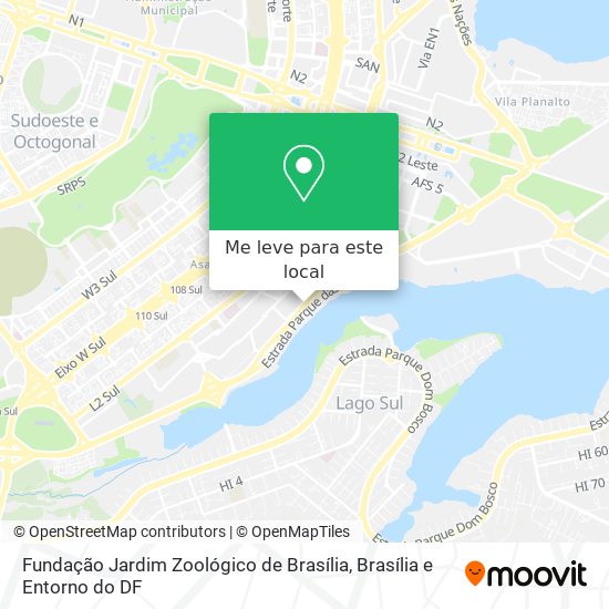 Fundação Jardim Zoológico de Brasília mapa