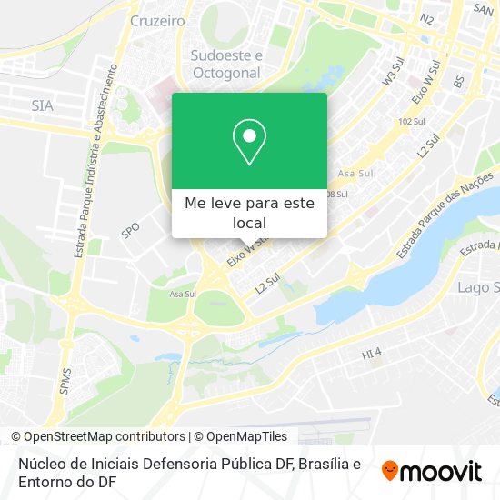 Núcleo de Iniciais Defensoria Pública DF mapa