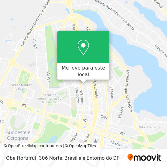 Oba Hortifruti 306 Norte mapa