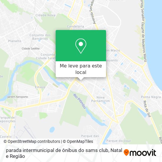 parada intermunicipal de ônibus do sams club mapa