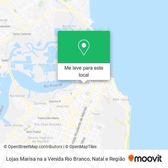 Lojas Marisa na a Venida Rio Branco mapa