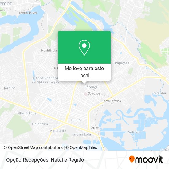 Opção Recepções mapa