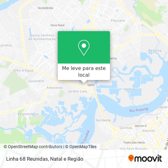 Linha 68 Reunidas mapa