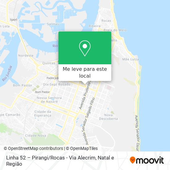 Linha 52 – Pirangi / Rocas - Via Alecrim mapa
