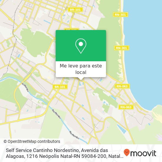 Self Service Cantinho Nordestino, Avenida das Alagoas, 1216 Neópolis Natal-RN 59084-200 mapa