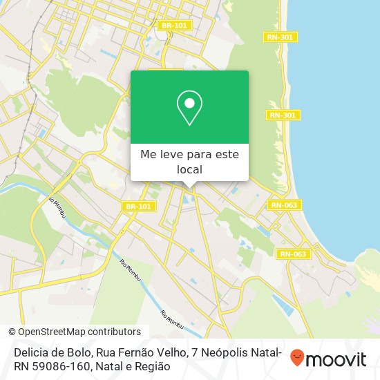 Delicia de Bolo, Rua Fernão Velho, 7 Neópolis Natal-RN 59086-160 mapa