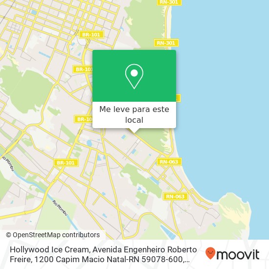 Hollywood Ice Cream, Avenida Engenheiro Roberto Freire, 1200 Capim Macio Natal-RN 59078-600 mapa
