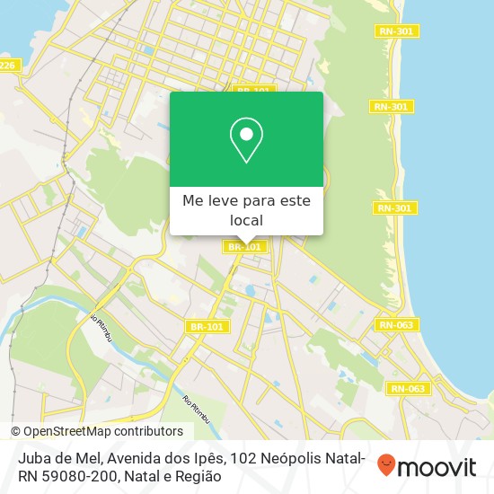 Juba de Mel, Avenida dos Ipês, 102 Neópolis Natal-RN 59080-200 mapa