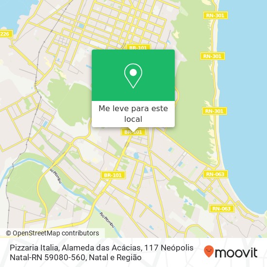 Pizzaria Italia, Alameda das Acácias, 117 Neópolis Natal-RN 59080-560 mapa