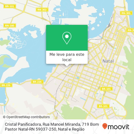 Cristal Panificadora, Rua Manoel Miranda, 719 Bom Pastor Natal-RN 59037-250 mapa