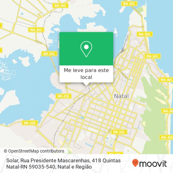 Solar, Rua Presidente Mascarenhas, 418 Quintas Natal-RN 59035-540 mapa