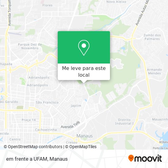 em frente a UFAM mapa