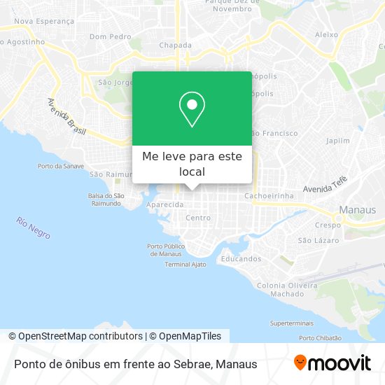 Ponto de ônibus em frente ao Sebrae mapa