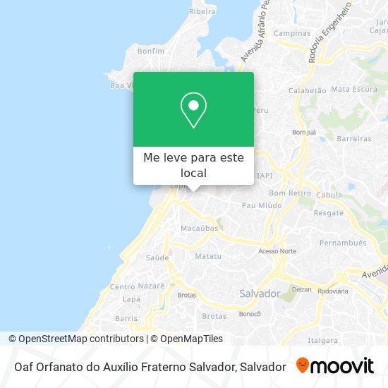 Oaf Orfanato do Auxílio Fraterno Salvador mapa