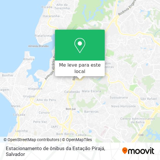 Estacionamento de ônibus da Estação Pirajá mapa