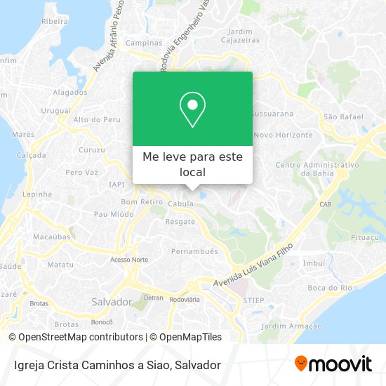 Igreja Crista Caminhos a Siao mapa