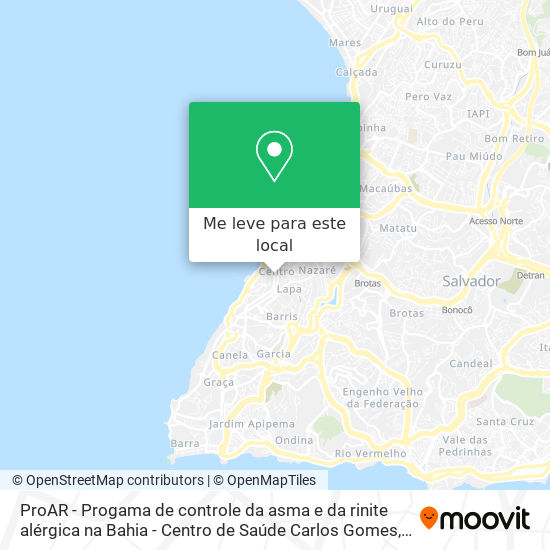 ProAR - Progama de controle da asma e da rinite alérgica na Bahia - Centro de Saúde Carlos Gomes mapa