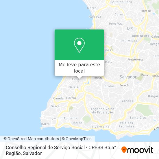 Conselho Regional de Serviço Social - CRESS Ba 5° Região mapa