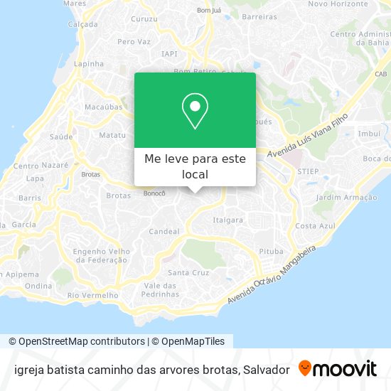 igreja batista caminho das arvores brotas mapa