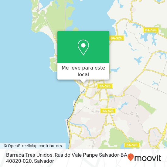 Barraca Tres Unidos, Rua do Vale Paripe Salvador-BA 40820-020 mapa