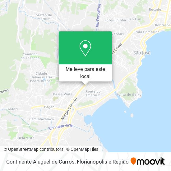 Continente Aluguel de Carros mapa