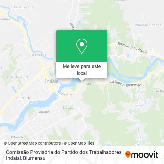 Comissão Provisória do Partido dos Trabalhadores Indaial mapa