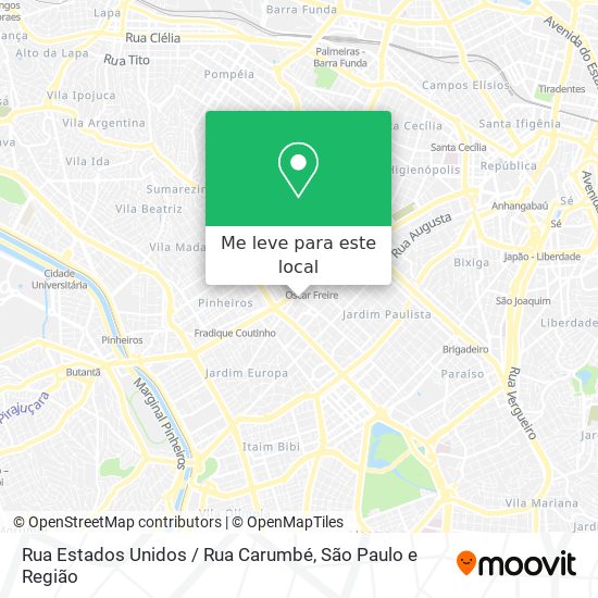 Rua Estados Unidos / Rua Carumbé mapa
