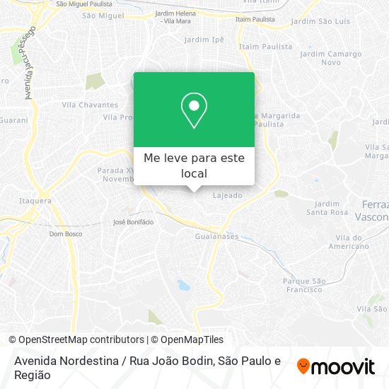 Avenida Nordestina / Rua João Bodin mapa