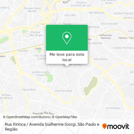 Rua Xiririca / Avenida Guilherme Giorgi mapa