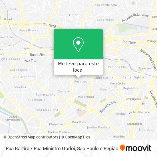 Rua Bartira / Rua Ministro Godói mapa