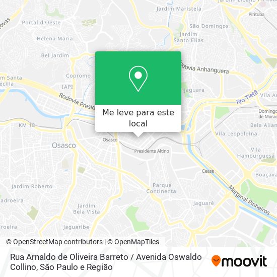 Rua Arnaldo de Oliveira Barreto / Avenida Oswaldo Collino mapa