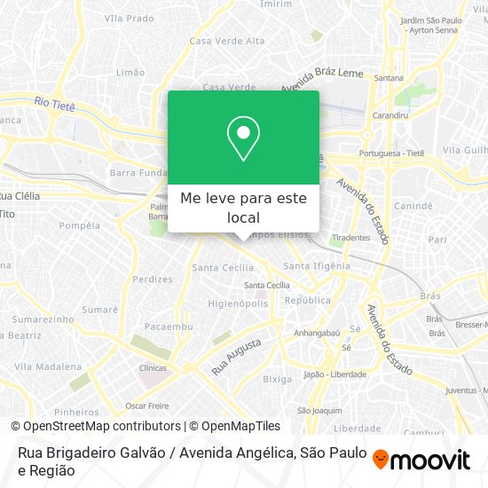 Rua Brigadeiro Galvão / Avenida Angélica mapa