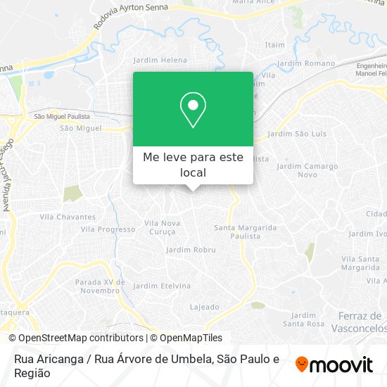 Rua Aricanga / Rua Árvore de Umbela mapa