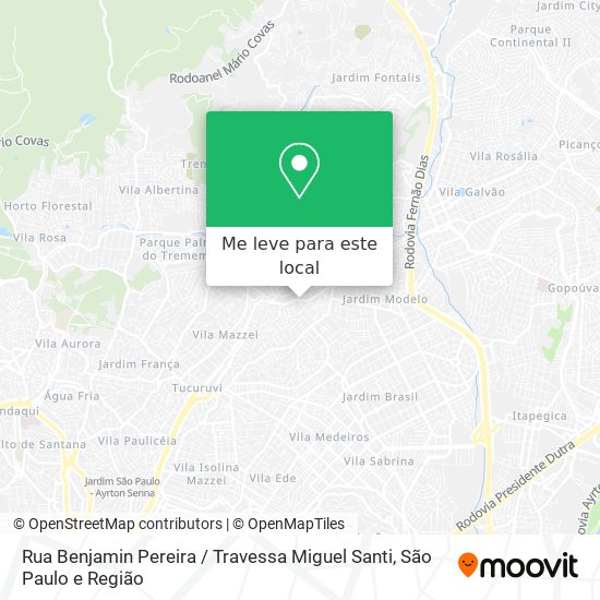 Rua Benjamin Pereira / Travessa Miguel Santi mapa