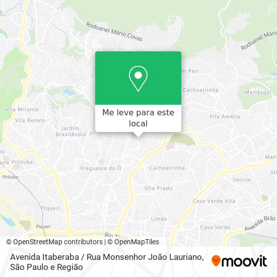 Avenida Itaberaba / Rua Monsenhor João Lauriano mapa