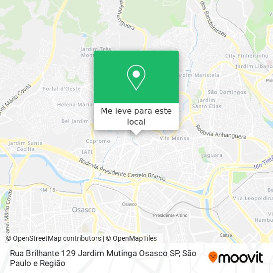 Rua Brilhante  129   Jardim Mutinga   Osasco   SP mapa