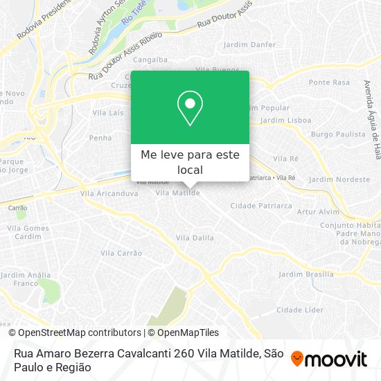 Rua Amaro Bezerra Cavalcanti  260  Vila Matilde mapa